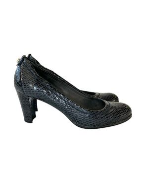 Stuart Weitzman Navy Snakeskin Court Shoes
